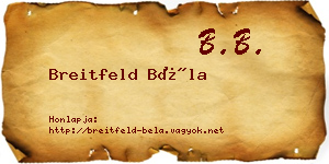 Breitfeld Béla névjegykártya